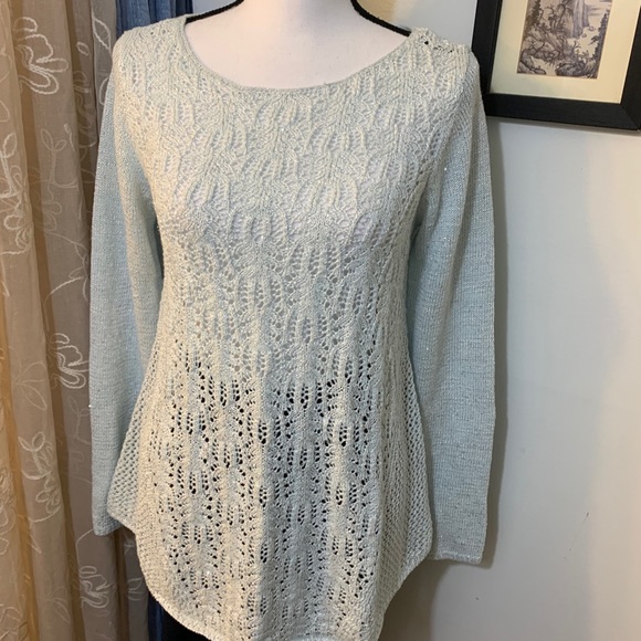 Preswick & Moore Blue Sequin Knit Sweater - Picture 2 of 9